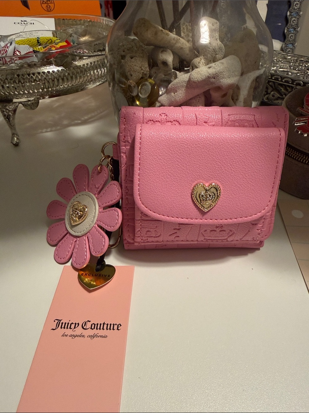 Juicy Couture Pink Heart Charm Daisy Wallet